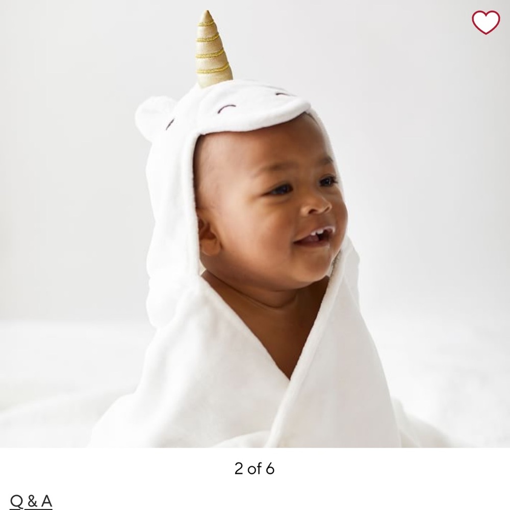 NWT - West Elm x PBK Unicorn Bath Baby Hooded Towel
